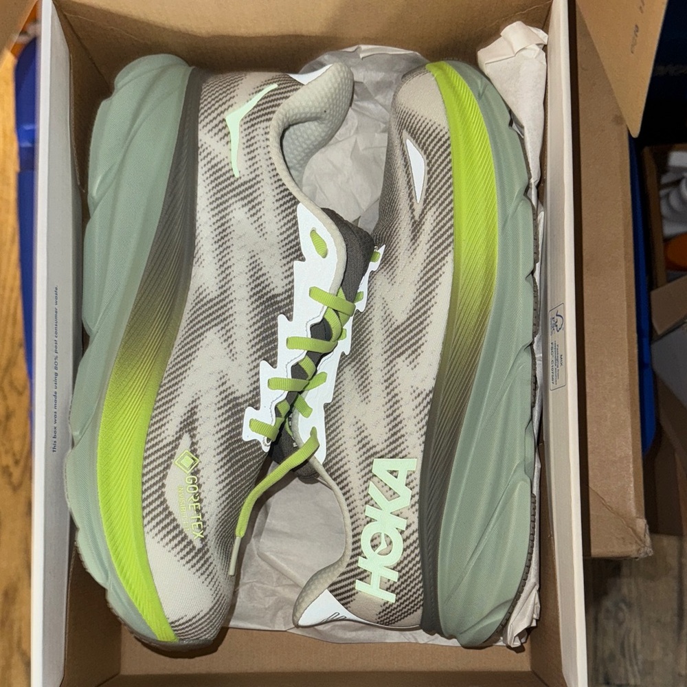 Hoka Athletic Shoes in Gray and Green